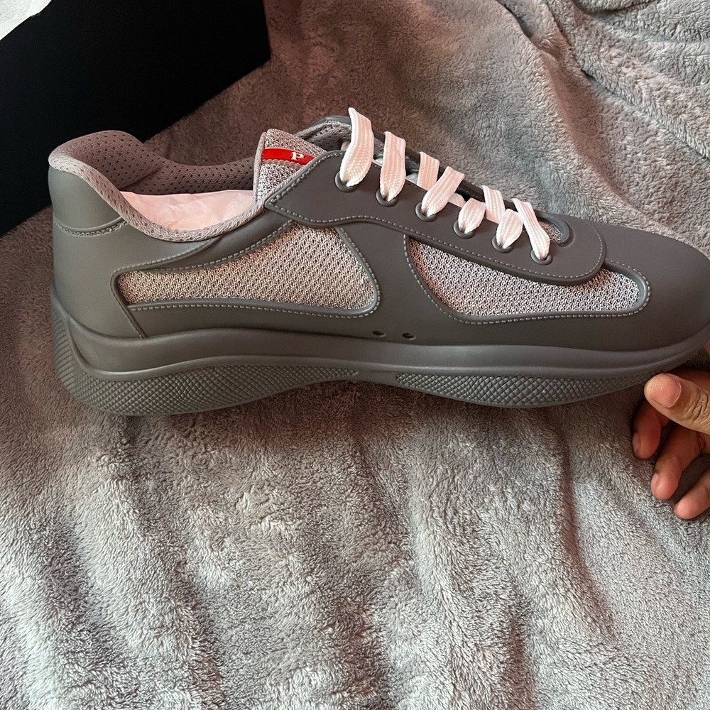 Prada Gray Sneakers Sleek Minimalist Design